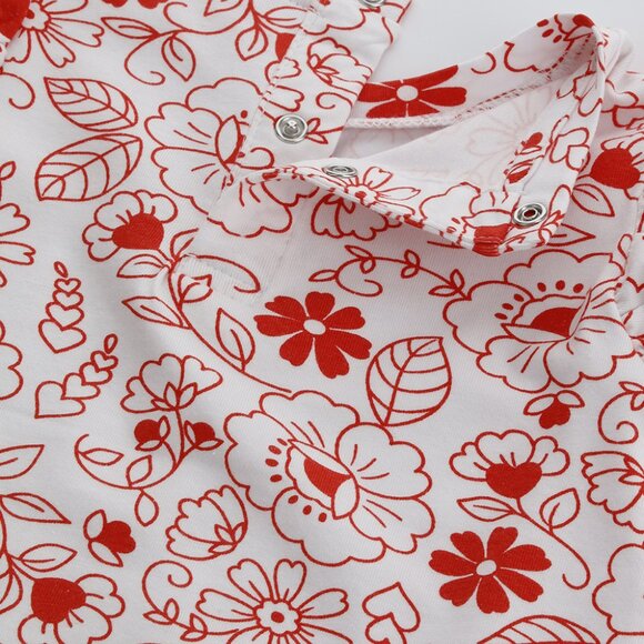 💥 SUMMER SALE - RED FLOWER FUN SEQUIN HEARTS OVERALL DRESS - BABY GIRL OVERALLS - Picture 7 of 9